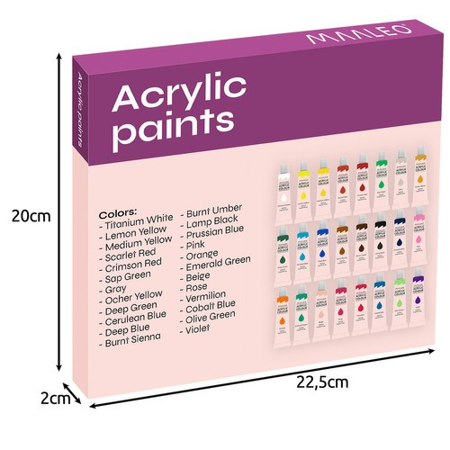 Akrylfärger 24-pack 12 ml – Färgsätt med Många Nyanser för Konst & Hobby