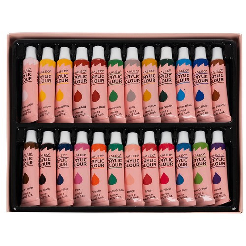 Akrylfärger 24-pack 12 ml – Färgsätt med Många Nyanser för Konst & Hobby