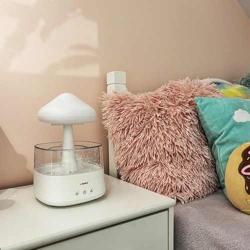 Luftfuktare 450 ml – Aroma Diffuser med Regneffekt, LED-Nattlampa & Timer