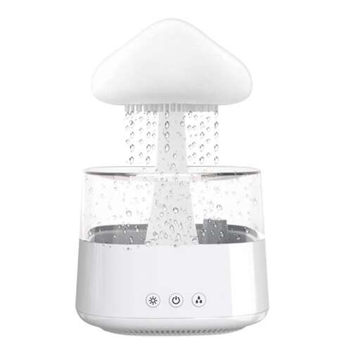 Luftfuktare 450 ml – Aroma Diffuser med Regneffekt, LED-Nattlampa & Timer