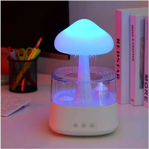 Luftfuktare 450 ml – Aroma Diffuser med Regneffekt, LED-Nattlampa & Timer