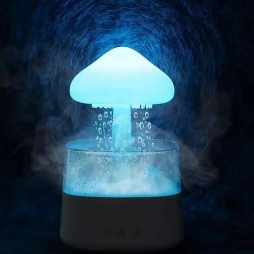 Luftfuktare 450 ml – Aroma Diffuser med Regneffekt, LED-Nattlampa & Timer