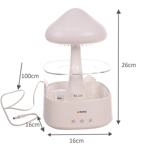 Luftfuktare 450 ml – Aroma Diffuser med Regneffekt, LED-Nattlampa & Timer
