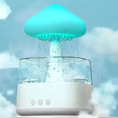 Luftfuktare 450 ml – Aroma Diffuser med Regneffekt, LED-Nattlampa & Timer