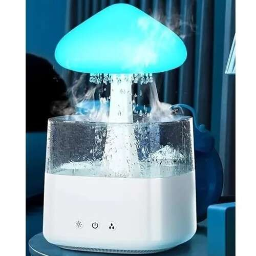 Luftfuktare 450 ml – Aroma Diffuser med Regneffekt, LED-Nattlampa & Timer