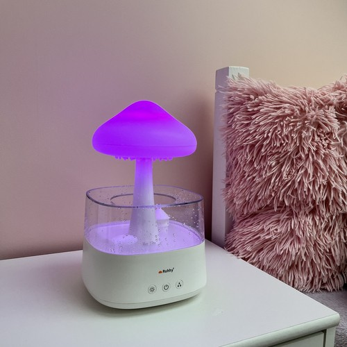 Luftfuktare 450 ml – Aroma Diffuser med Regneffekt, LED-Nattlampa & Timer