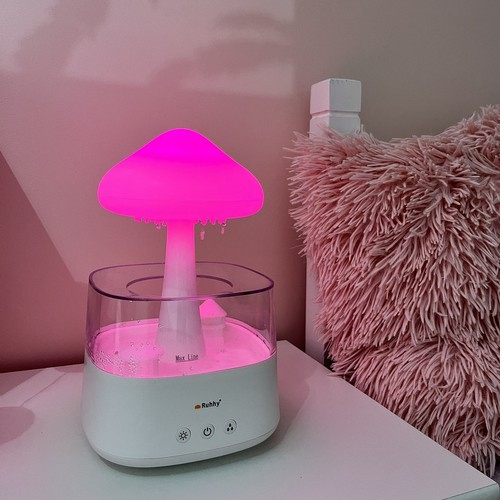 Luftfuktare 450 ml – Aroma Diffuser med Regneffekt, LED-Nattlampa & Timer