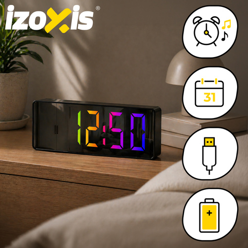 Digital LED-Väckarklocka – Alarmklocka med Färgdisplay, Temperatur & Snooze