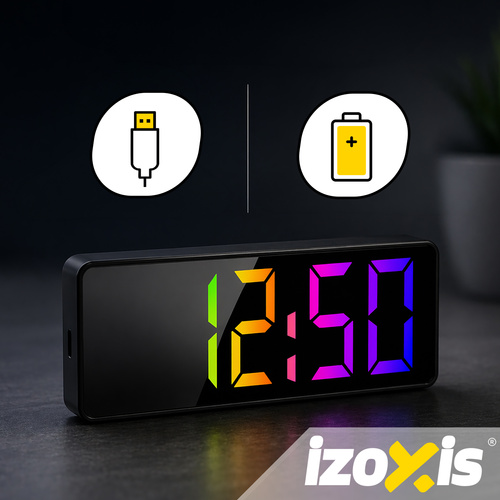 Digital LED-Väckarklocka – Alarmklocka med Färgdisplay, Temperatur & Snooze