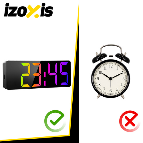 Digital LED-Väckarklocka – Alarmklocka med Färgdisplay, Temperatur & Snooze