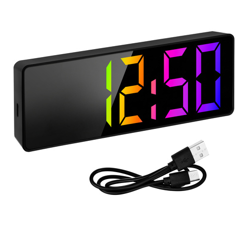 Digital LED-Väckarklocka – Alarmklocka med Färgdisplay, Temperatur & Snooze