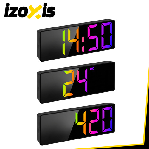 Digital LED-Väckarklocka – Alarmklocka med Färgdisplay, Temperatur & Snooze