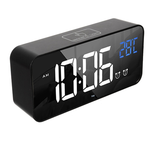 Digital Väckarklocka med LED-Display – Snooze, Temperatur & USB-C
