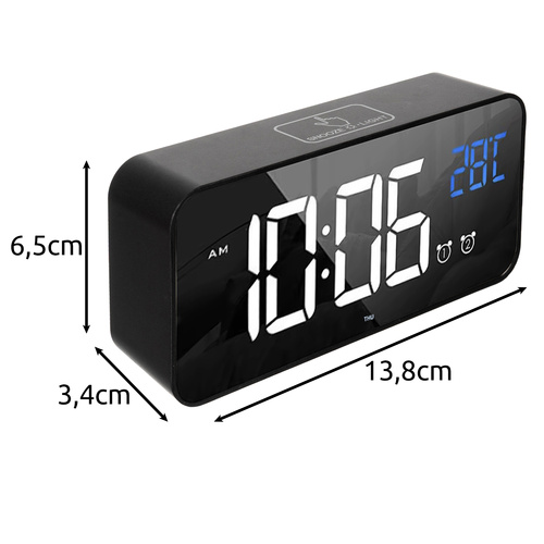 Digital Väckarklocka med LED-Display – Snooze, Temperatur & USB-C