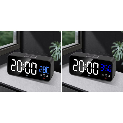 Digital Väckarklocka med LED-Display – Snooze, Temperatur & USB-C