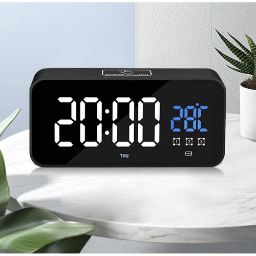 Digital Väckarklocka med LED-Display – Snooze, Temperatur & USB-C