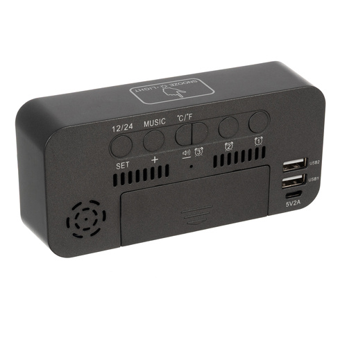 Digital Väckarklocka med LED-Display – Snooze, Temperatur & USB-C