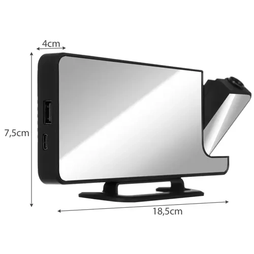 Digital Väckarklocka med Projektor – LED-Display, Spegel & USB-C
