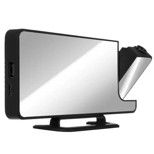 Digital Väckarklocka med Projektor – LED-Display, Spegel & USB-C