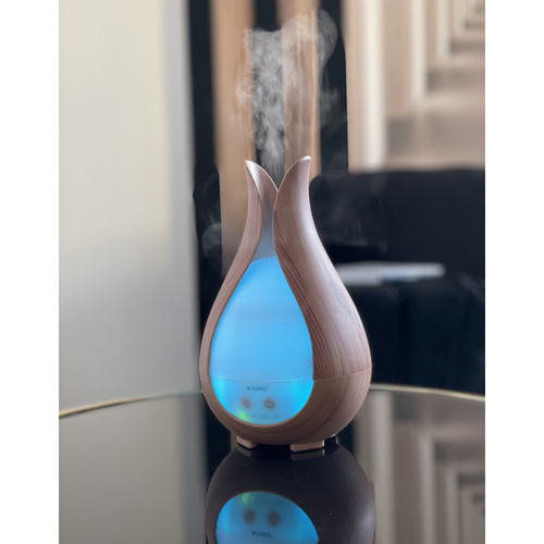 Luftfuktare & Aromadiffuser 200 ml – Ultraljudsdiffuser med LED-Belysning, Fjärrkontroll & 3 Doftoljor