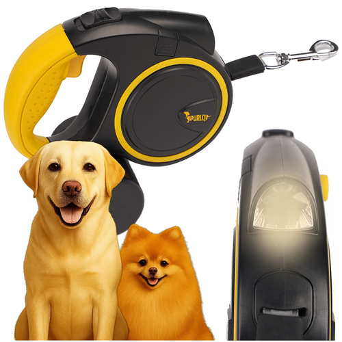 Automatiskt Hundkoppel 5 m – Utdragbart Koppel med LED-lampa & Bajspåshållare