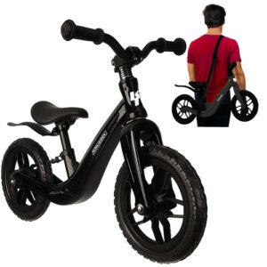 Balanscykel 12 Tum – Lätt Springcykel för Barn med Justerbar Sadel, Svart