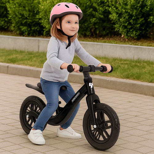 Balanscykel 12 Tum – Lätt Springcykel för Barn med Justerbar Sadel, Svart