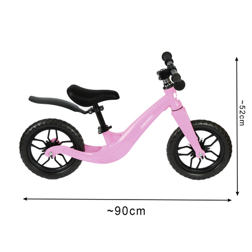 Balanscykel 12 Tum – Lätt Springcykel för Barn med Justerbar Sadel, Rosa
