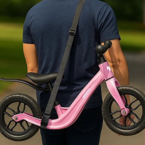 Balanscykel 12 Tum – Lätt Springcykel för Barn med Justerbar Sadel, Rosa