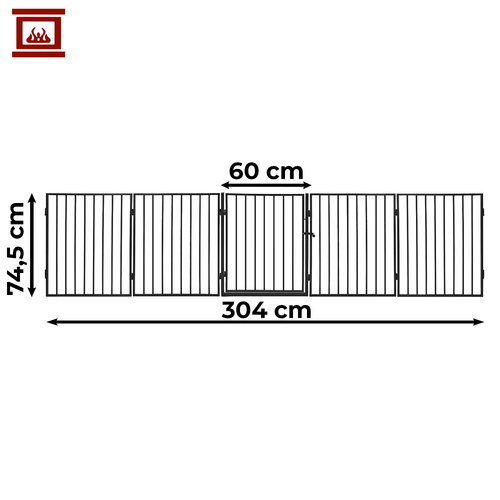 Eldstadsskydd 304 cm – Vikbart Skyddsgaller med 5 Paneler