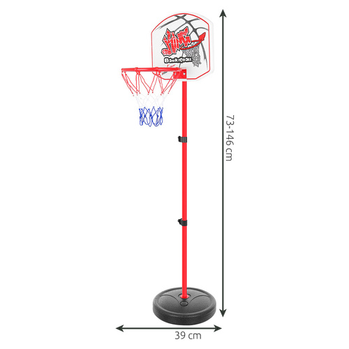 Basketkorg & Skjutbana 2-i-1 – Justerbar Höjd 73–146 cm