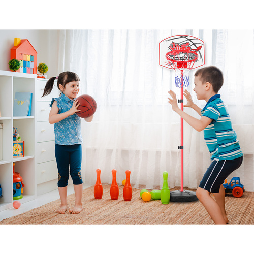 Basketkorg & Skjutbana 2-i-1 – Justerbar Höjd 73–146 cm