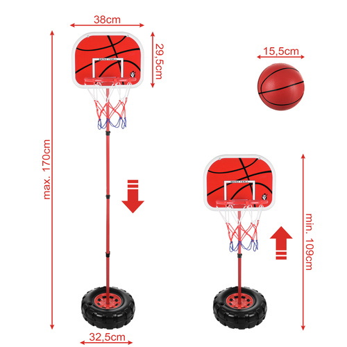 Basketkorg 170 cm – Justerbart Basketställ med Boll & Pump