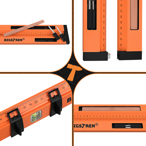 Justerbar Vinkelhake 3-i-1 500 mm – Gradskiva, Vattenpass & Passare