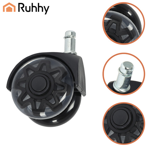 Kontorsstolshjul 5-pack 65 mm – Tysta Svängbara PU-Hjul för Kontors- & Gamingstol