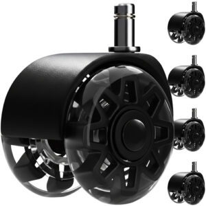Kontorsstolshjul 5-pack 65 mm – Tysta Svängbara PU-Hjul för Kontors- & Gamingstol