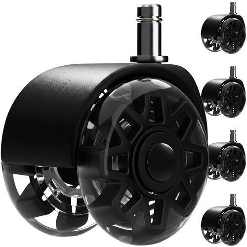 Kontorsstolshjul 5-pack 65 mm – Tysta Svängbara PU-Hjul för Kontors- & Gamingstol