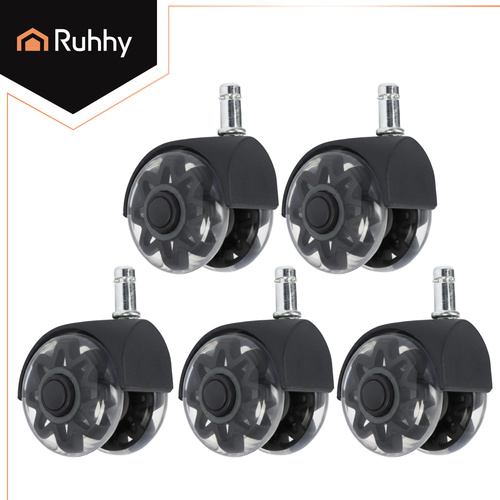 Kontorsstolshjul 5-pack 65 mm – Tysta Svängbara PU-Hjul för Kontors- & Gamingstol