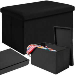 Sittpuff i Sammet med Förvaring 54 L – Hopfällbar Sittpuff 60 x 30 x 30 cm