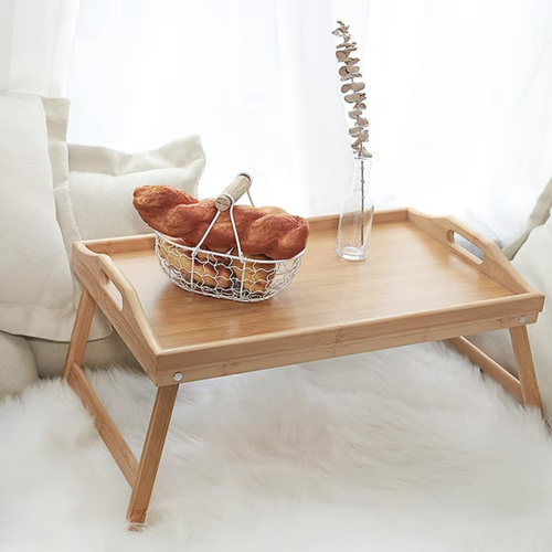 Hopfällbart Frukostbord i Bambu – Serveringsbord & Laptopbord