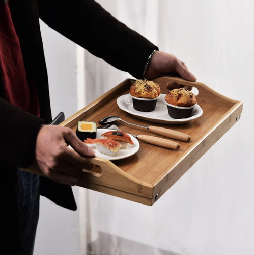 Hopfällbart Frukostbord i Bambu – Serveringsbord & Laptopbord