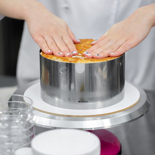 Justerbar Tårtring 16–30 cm – Tårtring 20 cm i Rostfritt Stål med Klämmor