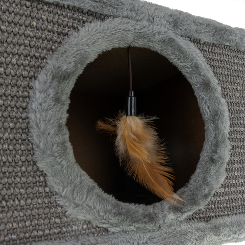 Kattkoja med Klösbräda – Kattbädd i Plysch med Sisal & Leksak