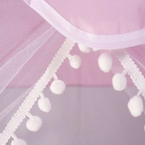 Barntält Hus – Lektält med Ljusslinga & Golvmatta, Rosa