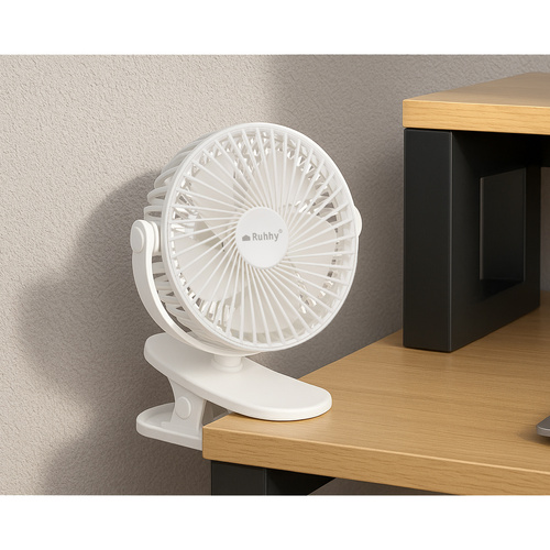 Sladdlös Bordsfläkt med Klämfäste – USB-C Fläkt med 360° Justering & 3 Hastigheter