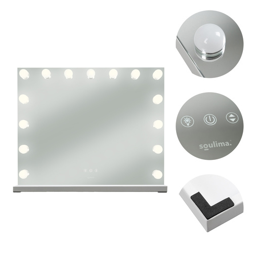 LED Sminkspegel Hollywood 58 x 46 cm – 15 LED & 10x Förstoringsspegel