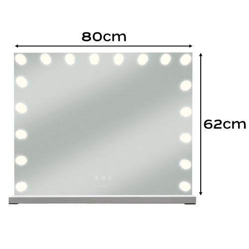 LED Sminkspegel Hollywood 80 x 62 cm – 18 LED-Lampor & 10x Förstoringsspegel