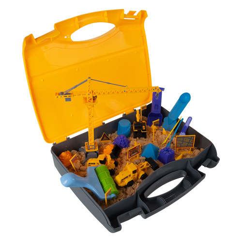 Kinetisk Sand 1,5 kg – Byggset med Sandlåda, Kran & Byggfordon