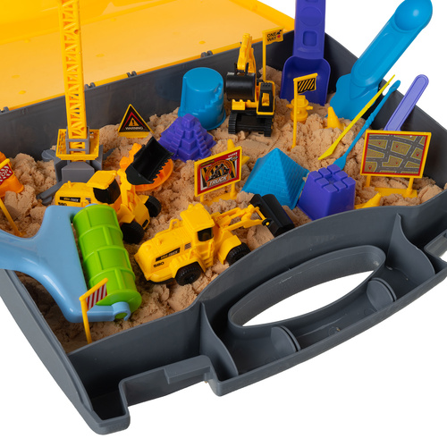 Kinetisk Sand 1,5 kg – Byggset med Sandlåda, Kran & Byggfordon