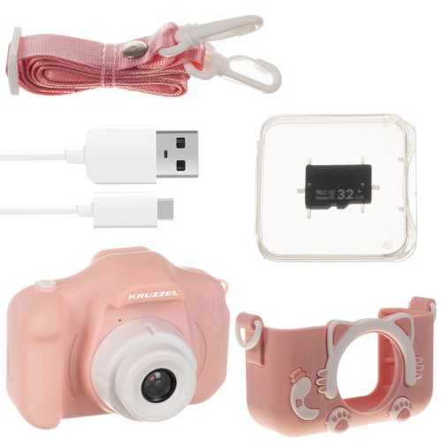 Digitalkamera för Barn – 1080P Kamera med 32 GB Minneskort, Rosa